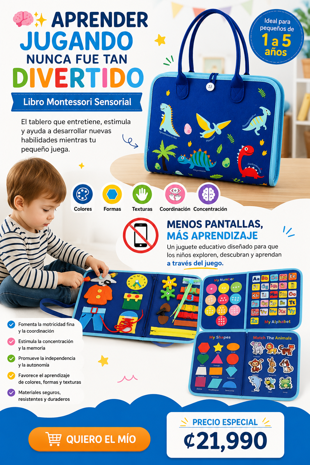Libro Montessori®: Estimula la motricidad fina y el desarrollo de tus hijos sin pantallas