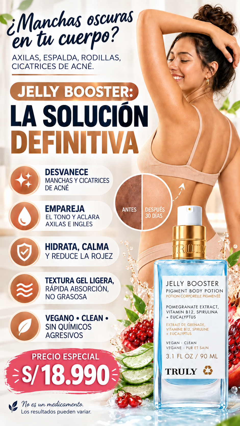 Truly Jelly Booster®: Elimina manchas y cicatrices corporales para una piel radiante