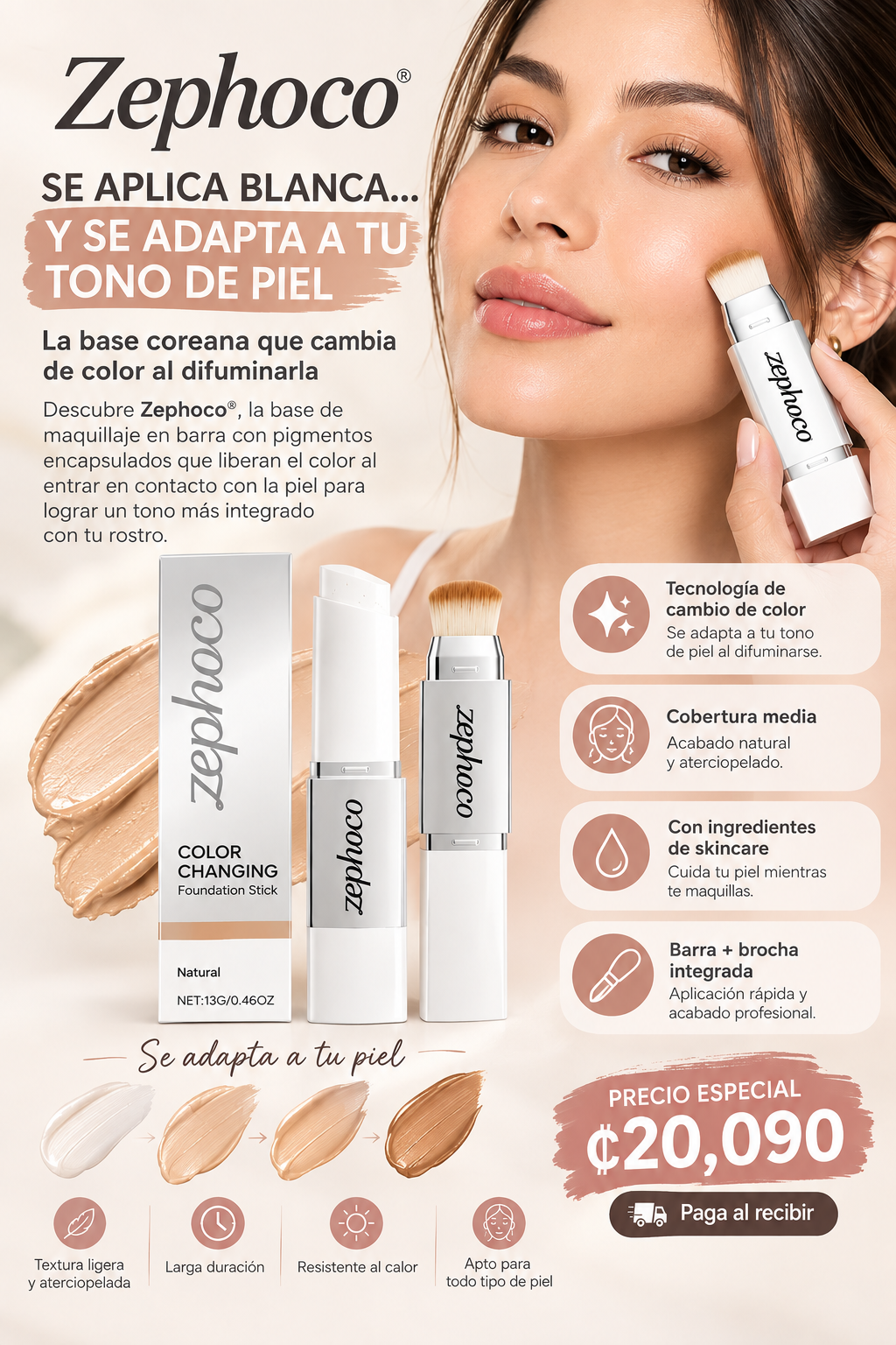 Base Zephoco®: Tecnología que cambia de color y se adapta perfectamente a tu tono