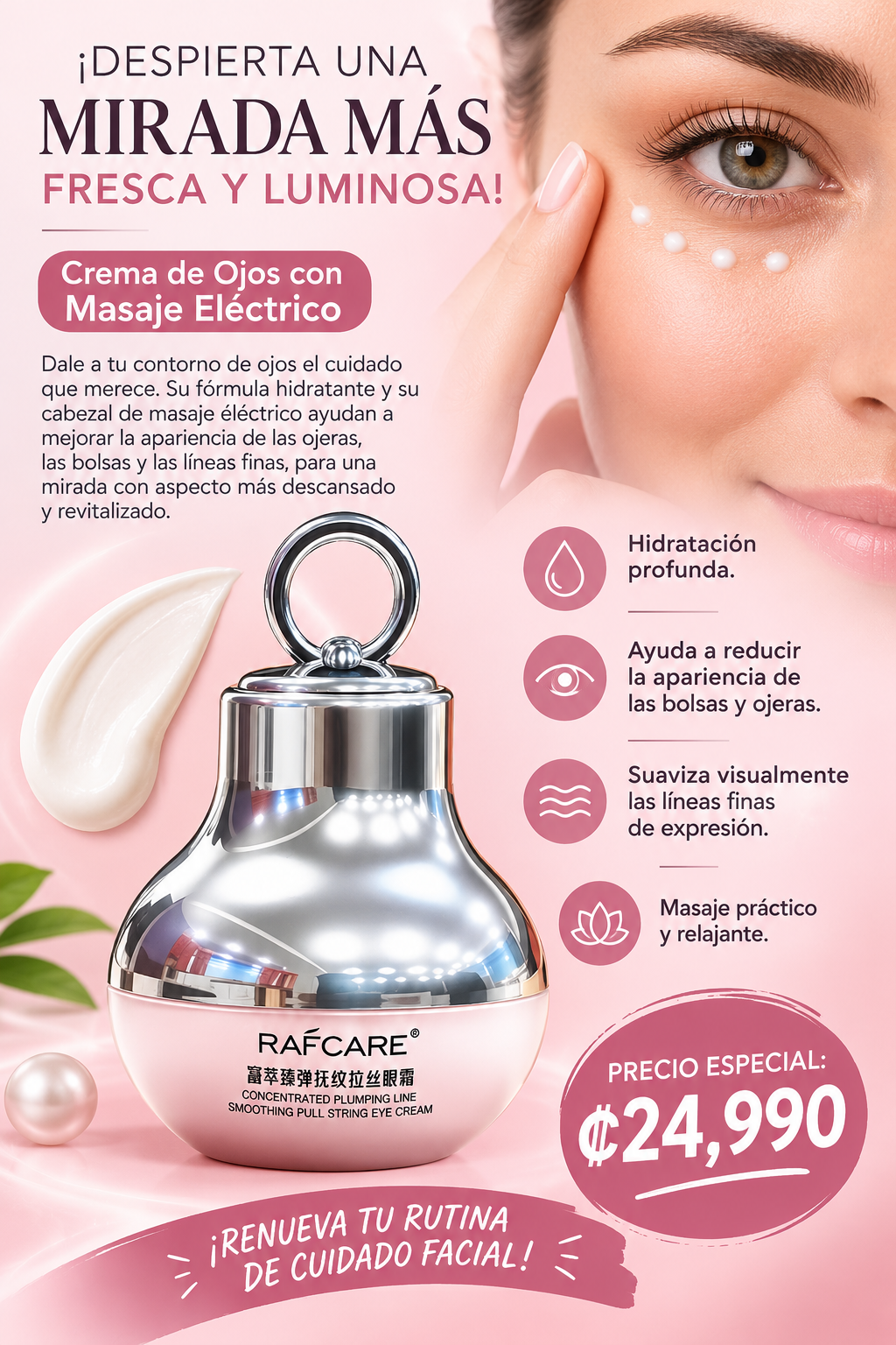 Crema de Ojos Rafcare®: Elimina bolsas, reduce ojeras y suaviza las arrugas