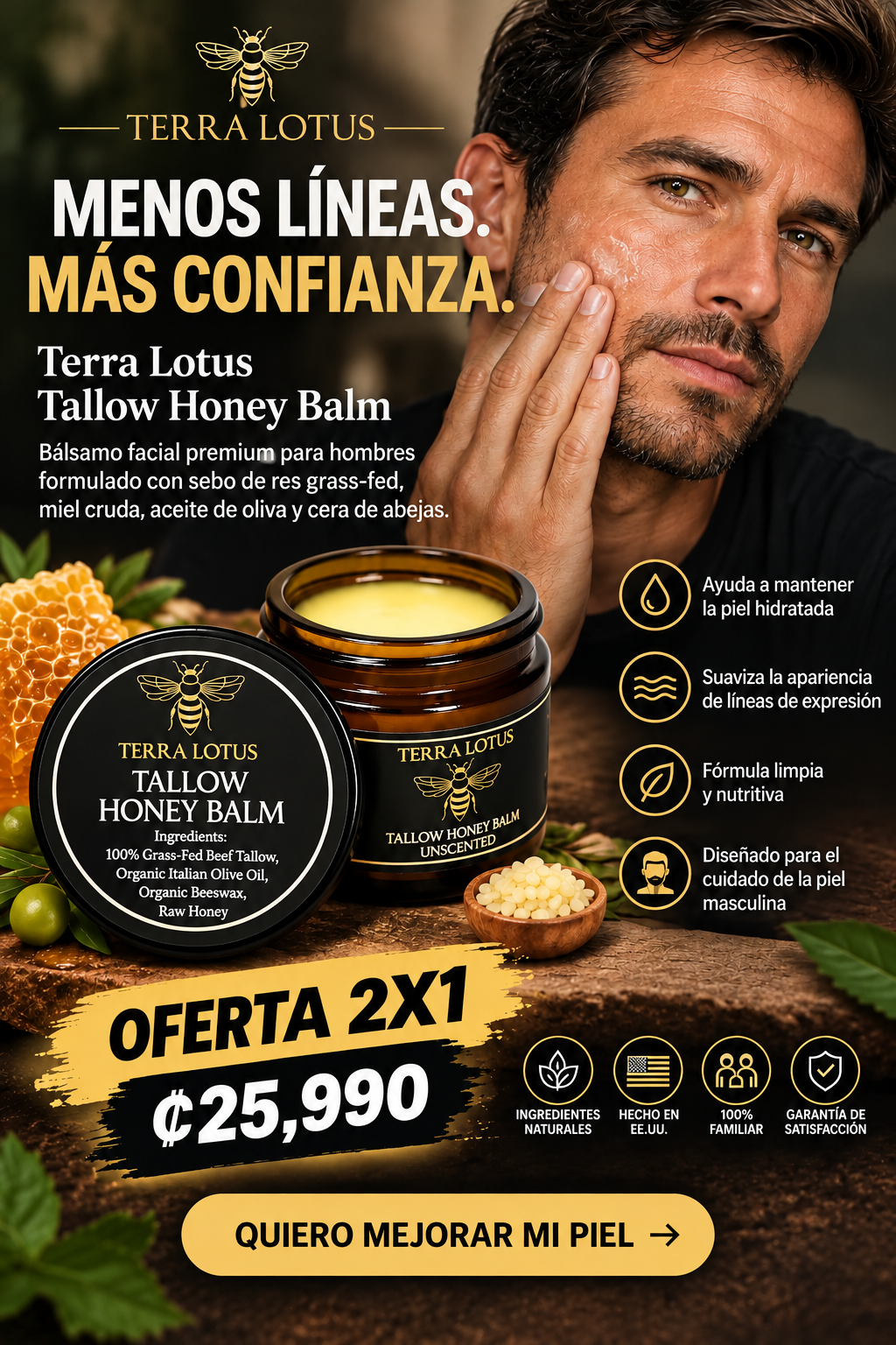 Terra Lotus® OFERTA 2X1: Alisa líneas de expresión y arrugas profundas para hombres