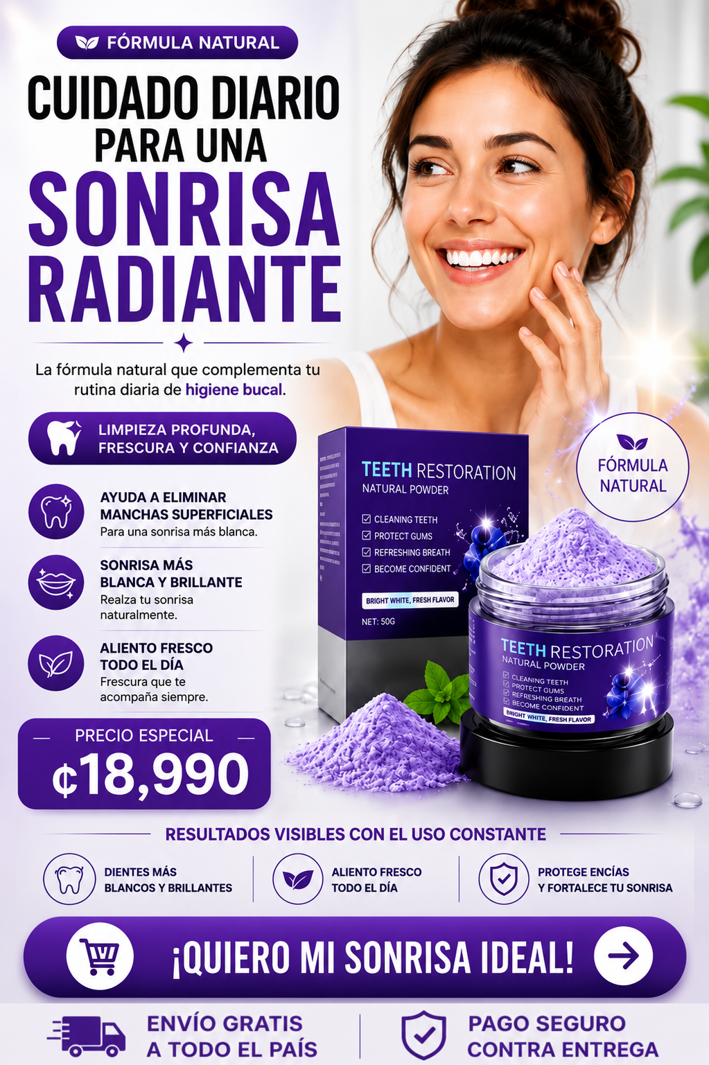 Nuevo Teeth Restoration®: ¡Recupera tu sonrisa blanca y encías fuertes en solo 2 semanas!