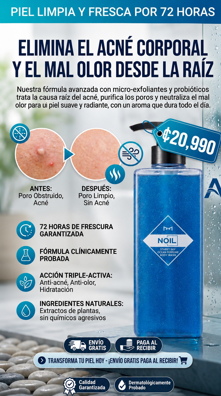 Nuevo NOIL®: Elimina el acné corporal y el mal olor desde la raíz en solo unos días