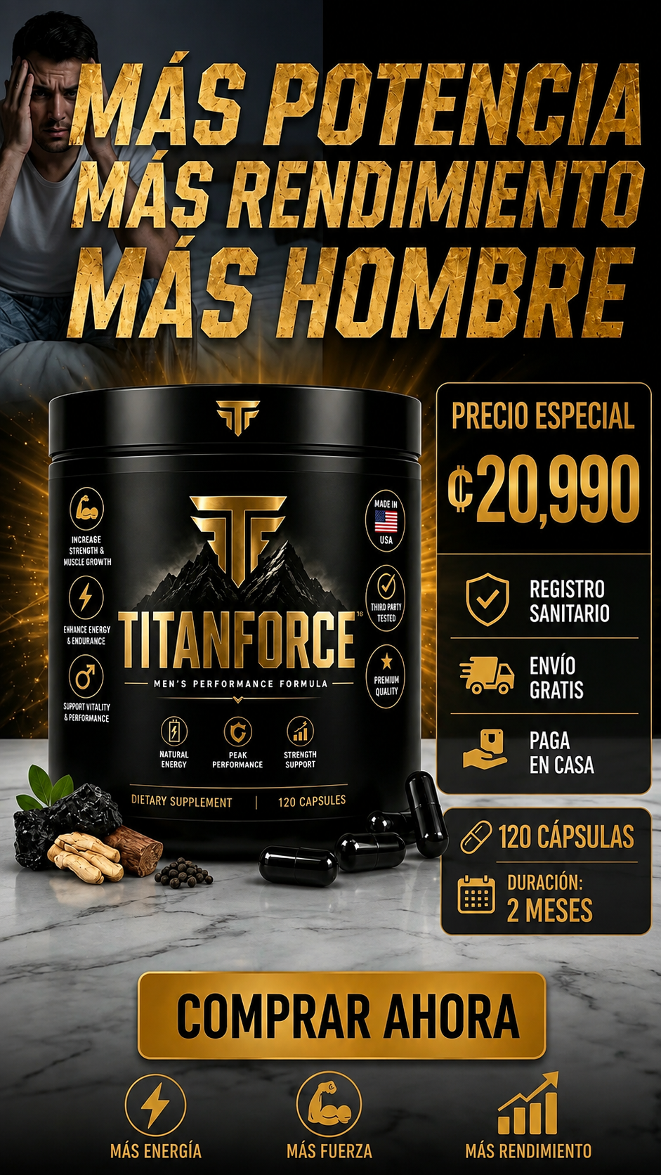Nuevo TITANFORCE®: Multiplica tu potencia sexual y energía en solo 3 semanas