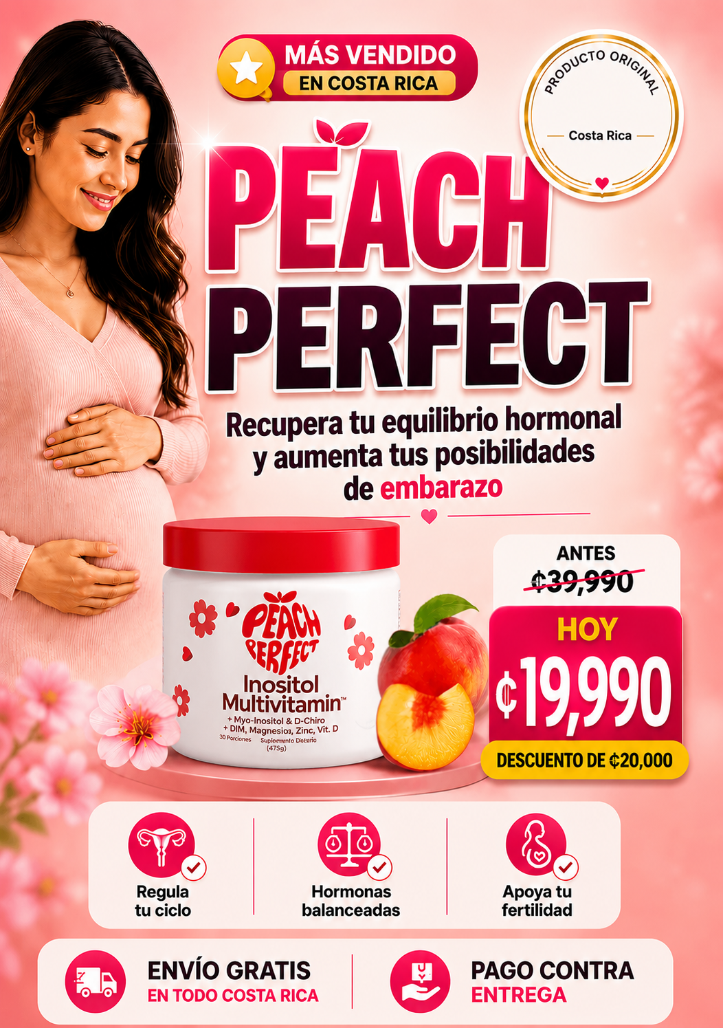 Peach Perfect®: Recupera tu equilibrio hormonal y aumenta tus posibilidades de quedar embarazada en tiempo récord.