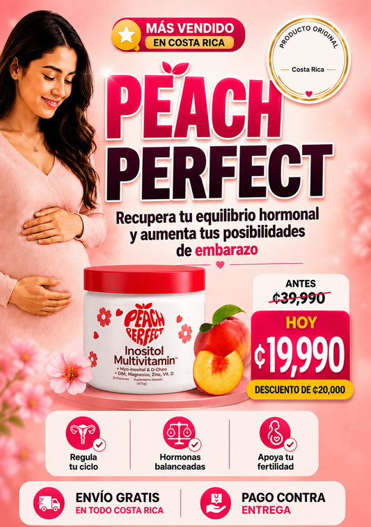Peach Perfect®: Recupera tu equilibrio hormonal y aumenta tus posibilidades de quedar embarazada en tiempo récord.