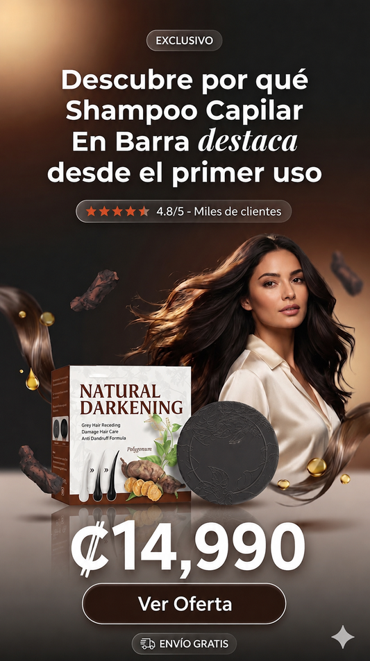 Nuevo champú de jabón Natural Darkening®: Recupera tu cabello negro, joven y fuerte sin tintes químicos.