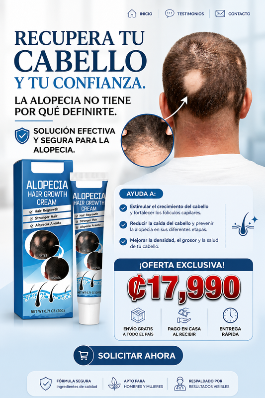Nueva Alopecia Hair Growth Cream®: Recupera tu cabello y tu confianza en solo 3 semanas