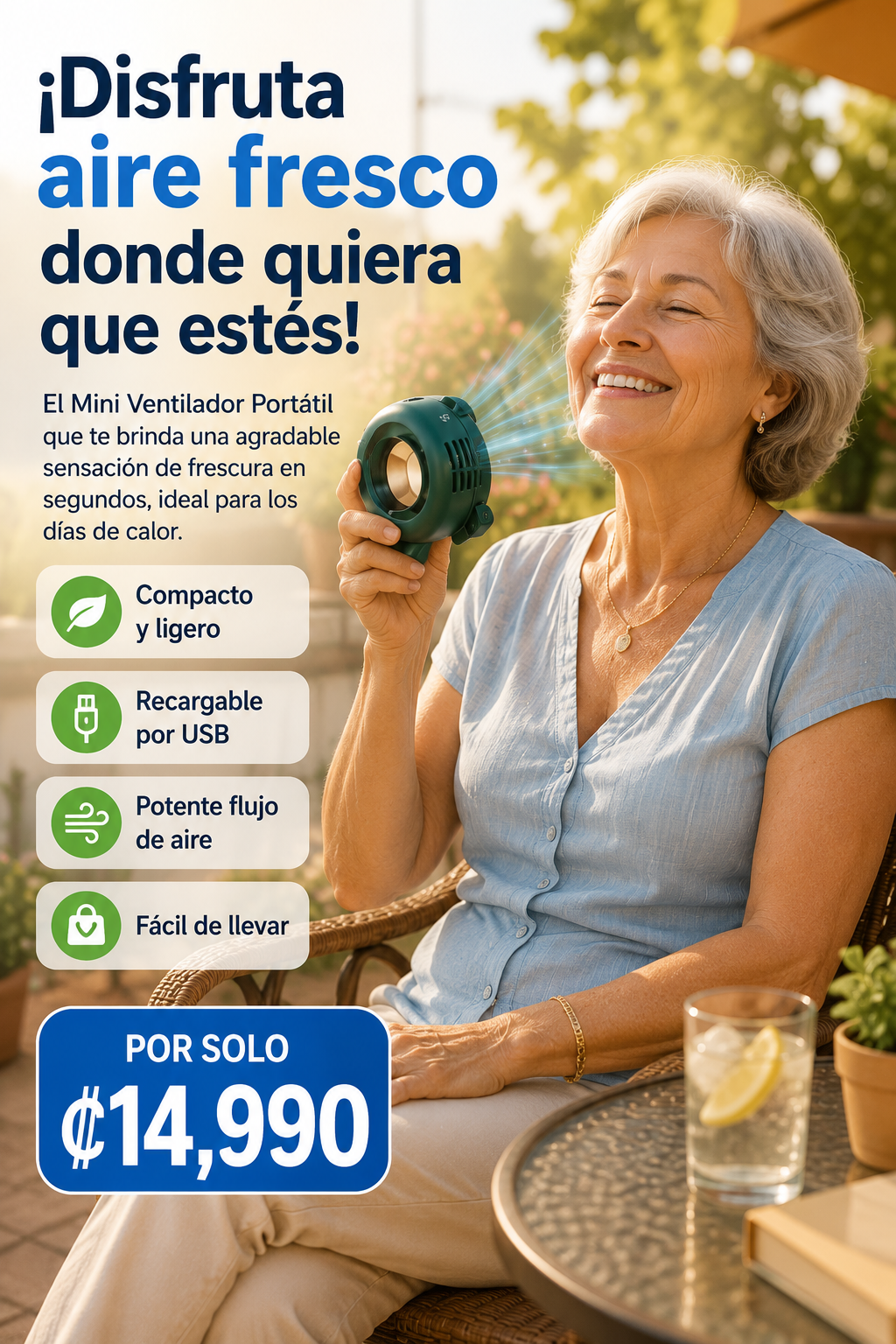 Nuevo Mini Ventilador Portátil®: ¡Elimina el calor sofocante y disfruta de aire fresco donde quiera que estés!