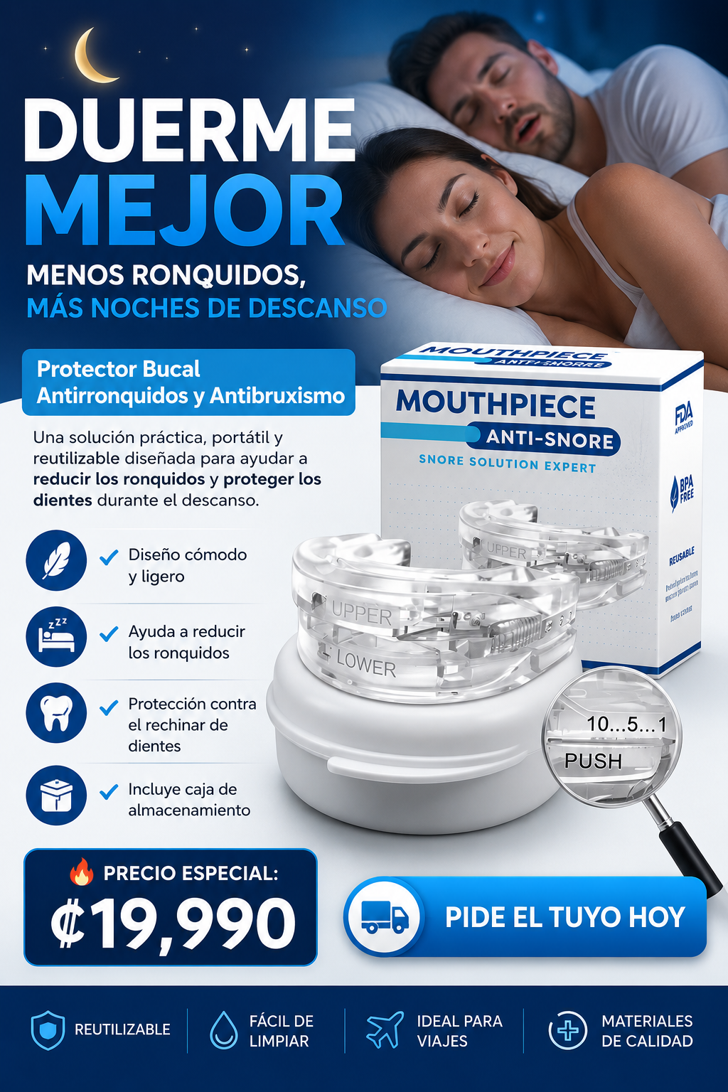 Protector Bucal®: Elimina los ronquidos, protege tus dientes y duerme sin interrupciones