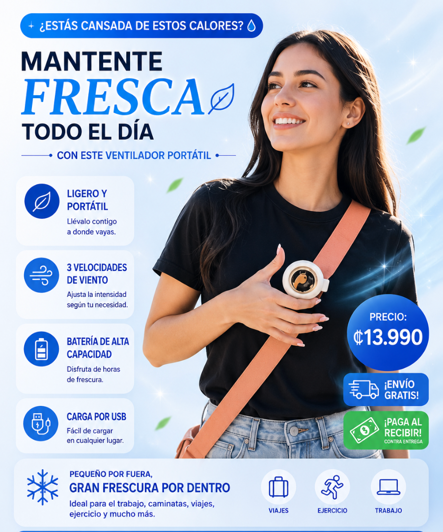 Nuevo Mini Ventilador Portátil®: Mantente fresca, impecable y libre de sudor durante todo el día